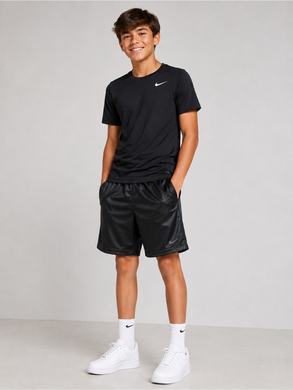 Nike Black Boys' Athletic Shorts with Swoosh
